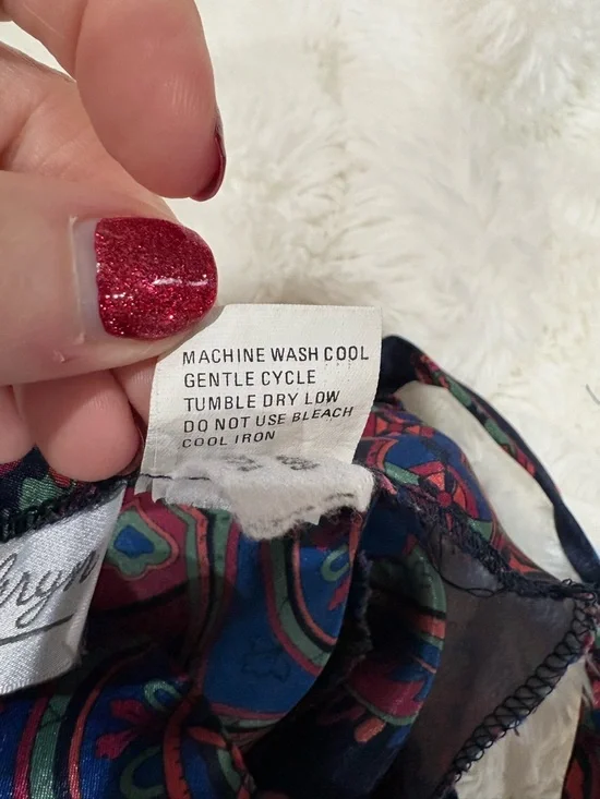 Navy Paisley Lace-Up Satin Slip Dress - Picture 8 of 8